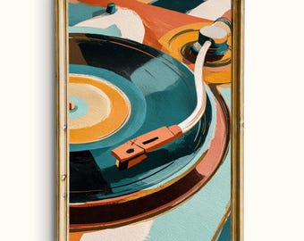 Vintage Vinyl Record Player Printable Wall Art, Retro Music Decor (Digital Download)