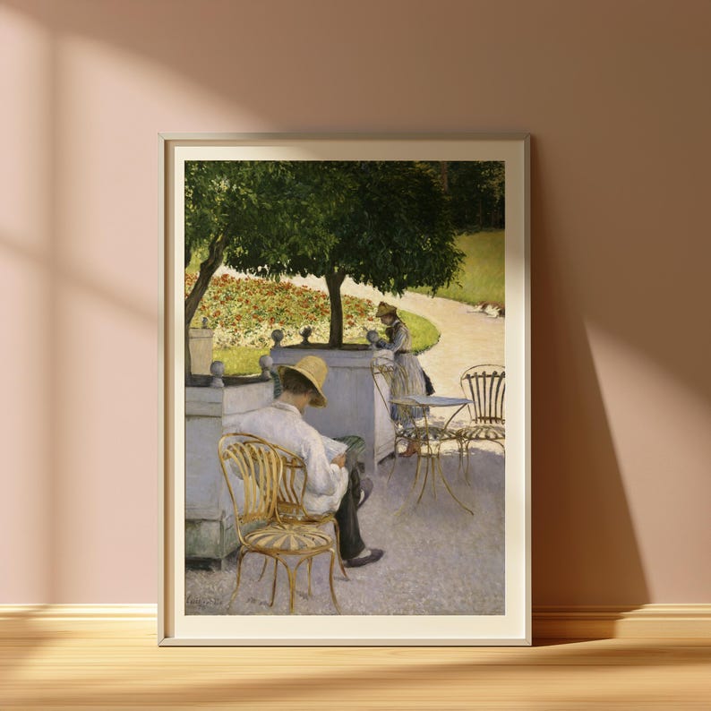 Cottagecore Reading Vintage Garden Terrace Reading, Cottagecore Woman in Hat Printable Wall ...