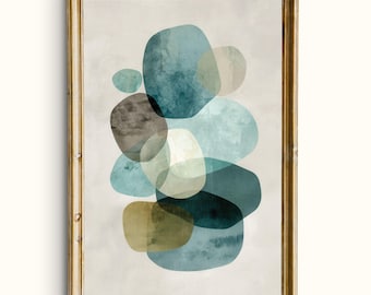 Blue Green Abstract Print | Organic Minimalist Wall Art (Digital Download)