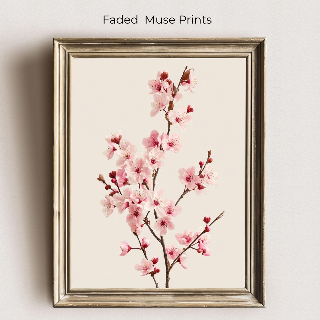 Cherry Blossom Print | Soft Pink Floral Wall Art | Delicate Botanical ...