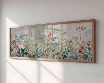 Panoramic Wildflower Meadow Art Print | Botanical Garden Landscape (Digital Download)
