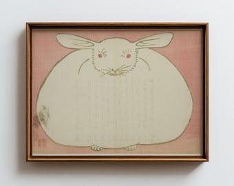 Vintage Japanese-Inspired Rabbit Art, Cozy Minimalist Wall Decor (Digital Download) 376