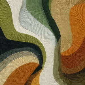 Organic ripple design wall art poster for bedroom — warm textured layers in cream and dark teal tones