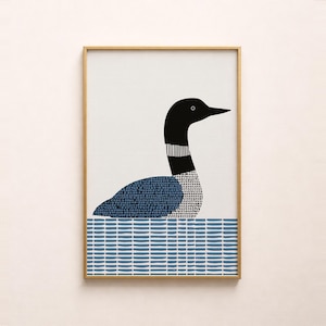 Modern Loon Bird Print, Scandinavian Water Art Printable Wall Decor (Digital Download)