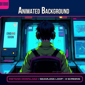 Cyber Punk Stream Overlays | Animated Twitch Screens MP4 WebM PNG