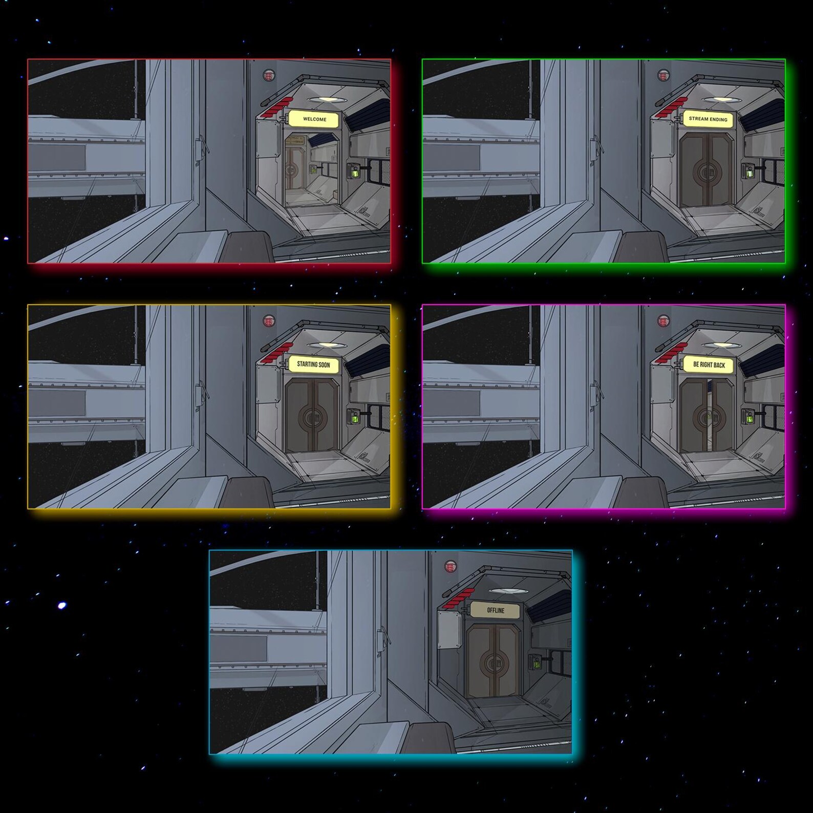 Animated Space Station Stream Screens | Sci-fi Anime Twitch Overlays ...