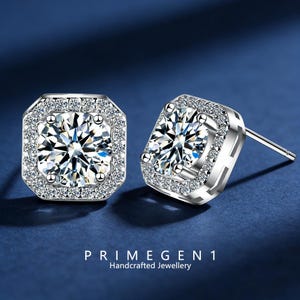 Handskurna geometriska fyrkantiga örhängen, 925 sterlingsilver med pavé-zirkonia, minimalistiska och edgy smycken, unik present till henne