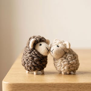 Handmade Wool Felt mini Sheep Figurine. Needle Felted Lamb Ornament, Gift For Her image 3