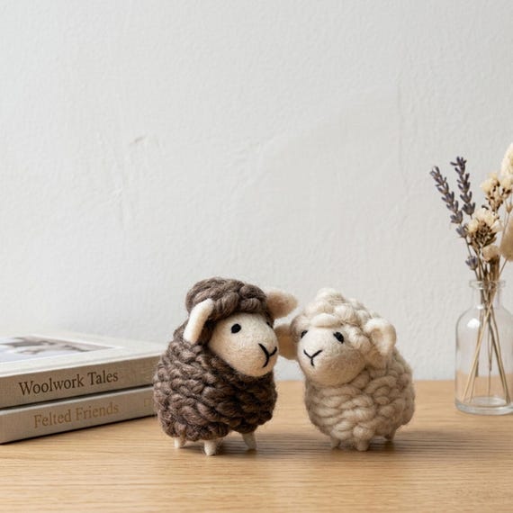 Handmade Wool Felt mini Sheep Figurine. Needle Felted Lamb Ornament, Gift For Her