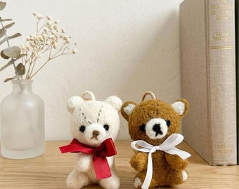 Handmade Wool Felt Bear Ornament. Needle-Felted Hanging Decor Home Art  Gift for Her