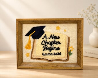 Handmade Wool Felt Graduation Frame, Needle Felted Custom Graduate Keepsake, Personalized Desk Decor, Senior Gift
