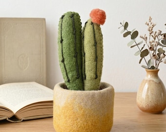 Handmade Wool Felt Cactus Plant | Soft Plush Potted Gift | Unique Fiber Craft
