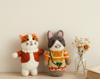 Handmade Wool Felt Cat Ornament. Needle-Felted Hanging Decor for Cozy Moments