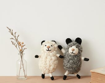 Handmade Wool Felt Dyed Sheep Ornaments. Needle-Felted Hanging Decor for Cozy Home Display