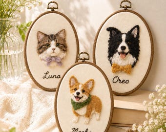 Custom Needle Felted Pet Portrait, Wool Animal Frame Art, Personalized Memorial Keepsake