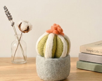 Handmade Wool Felt Ball Cactus | Whimsical Globular Decor | Woolen Nature Art