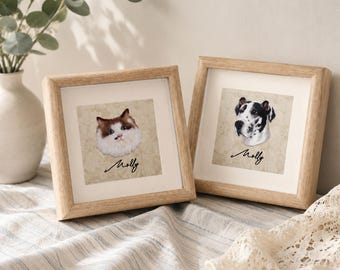 Custom Pet Needle Felt Frame, Personalized Pet Portrait From Photo, Handmade Wool Felt Dog & Cat Memorial, Pet Lover Gift