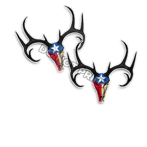 24" Texas Flag Buck Skull Black Horns - RV Decals - Boat Graphics - Set van 2 Vinyl Graphics - Boat RV - Kies gelamineerde of niet-gelamineerde RV