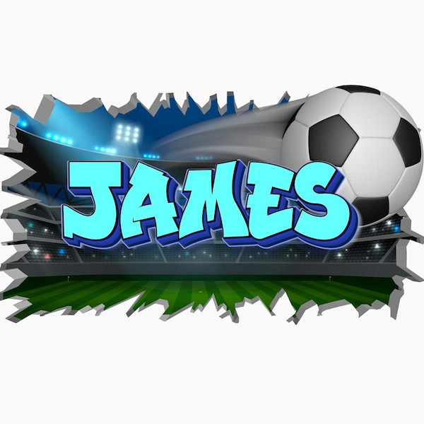 Personalized Soccer Wall DECAL - Boys Room Sports Vinyl Decals Wall Murals LARGE Decal - Choose Size and Text