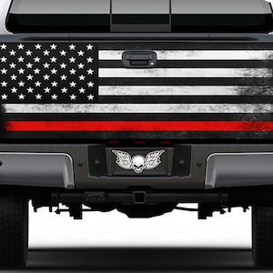 Tailgate Wrap Tailgate Decal Thin Red Line Firefighter Flag Universal Fit -Easy to Install -UV resistant