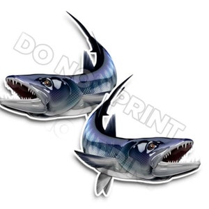 24" Barracuda Fishing RV Decals - Boot Graphics - Set van 2 gespiegelde Vinyl Graphics - Boot RV - Kies gelamineerd of ongelamineerd 0127