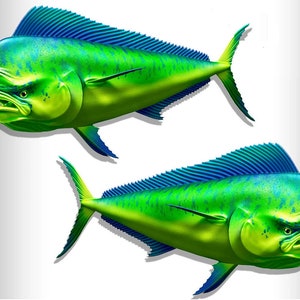 24" Mahi Tuna Fishing RV-stickers - bootgraphics - set van 2 gespiegelde vinylgraphics - boot-RV - kies voor gelamineerde of niet-gelamineerde RV4