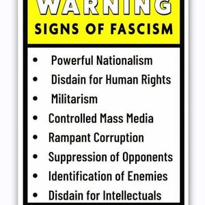 Signs of Fascism Protest Warning Decals - UV/Weatherproof Outdoor Vinyl Stickers choose from 3&quot;, 4&quot;, 5&quot; or 6&quot; tall