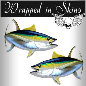 24" Yellowfin Tuna Fish RV Decals - Boat Graphics - Set van 2 gespiegelde Vinyl Graphics - Boat RV - Kies gelamineerde of niet-gelamineerde RV3