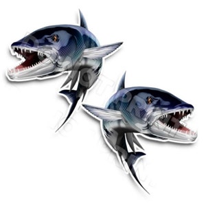 24" Barracuda Fishing RV Decals - Boot Graphics - Set van 2 gespiegelde Vinyl Graphics - Boot RV - Kies gelamineerd of ongelamineerd 0130