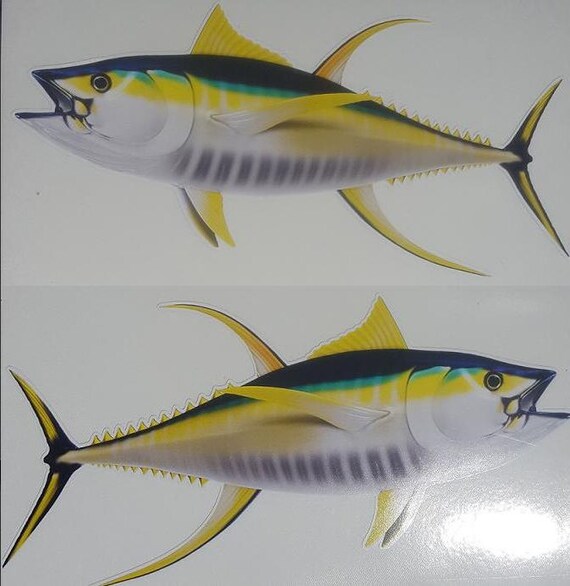 Yellowfin Tuna Decals Fish Stickers Vinyl Decals Tackle Box RV Trailer AFP-0114 