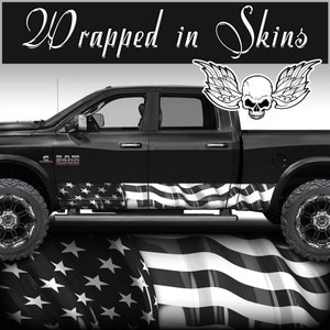 American Flag Rocker Panel Wrap Subdued Grayscale US Flag Graphic Decal Wrap Kit Truck SUV 4x4 v1