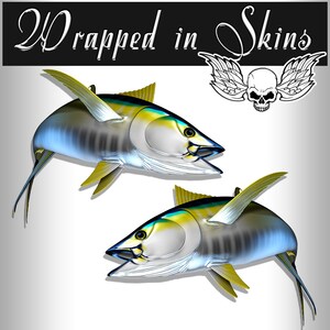 24" Yellowfin Tuna Fish RV Decals - Boat Graphics - Set van 2 gespiegelde Vinyl Graphics - Boat RV - Kies gelamineerde of niet-gelamineerde RV2