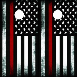 Cornhole Wraps Rustic Red Line Subdued American Flags | Two Vinyl Decals for Cornhole Boards - Easy to Apply
