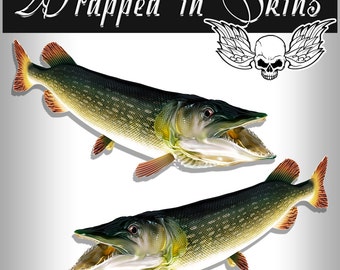 Pike Decals Fishing Stickers Tackle Box RV Truck Camper Trailer AFP-0049