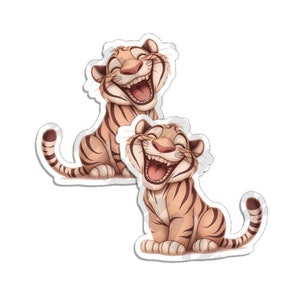 Stickers bébé tigre qui rit, Stickers bébé ourson, camion, camping-car, bébé tigre - Lot de 2 miroirs M33359