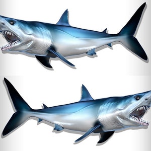 24" Mako Shark RV stickers - bootafbeeldingen - set van 2 gespiegelde vinylafbeeldingen - voor boot of camper - Kies gelamineerde of niet-gelamineerde RV1