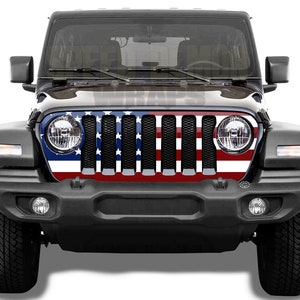 Vinyl Grill Wrap American Flag- Fits 2018 2019 2020 2021 2022 2023 2024 fits the JL Jeep Grill