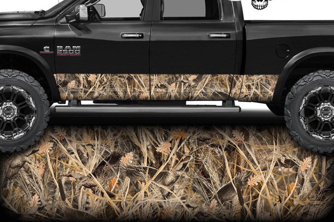 Truck Rocker Panel Wraps Truck Accessories MATTE Rocker Panel Graphic Decal Wrap Camo Tallgrass ...
