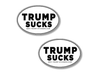 Trump Sucks Anti Trump Oval Stickers Decals B&W Multipack