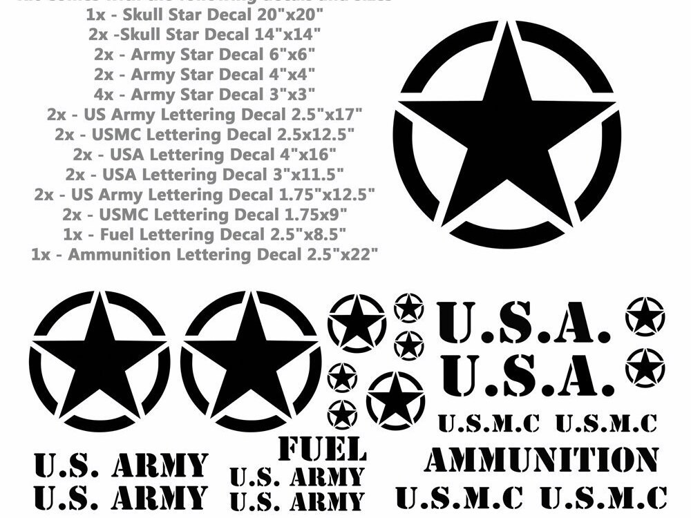 Motors ID Hood Numbers letter custom DECAL Army M37 M38 Military Jeep 1