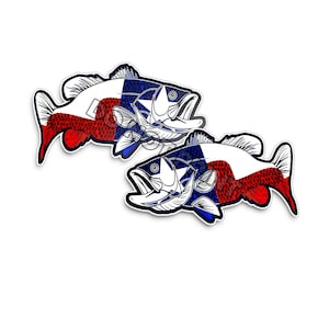 24" Texas Flag Bass Fishing RV Decals - Boat Graphics - Set van 2 gespiegelde Vinyl Graphics - Boat RV - Kies gelamineerde of niet-gelamineerde RV