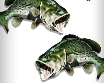 Bass Fish Decals Fishing Stickers Fish Stickers Largemouth Bass Large Mouth Bass AFP-0030