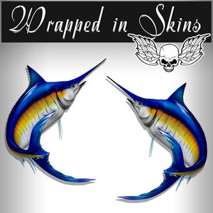 24" Blue Marlin RV Decals - Boat Graphics - Set van 2 gespiegelde vinylafbeeldingen - Kies gelamineerd of niet-gelamineerd - RV3