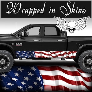 Rocker Wrap Vinyl Graphic Truck Side Decals American Flag Wrap Kit Truck v1