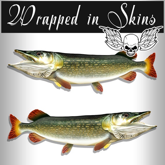 Boat RV Decals Pike Fish Laminated Vinyl Graphic Fishing Stickers 20 long  AFP-0046