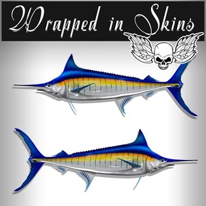 24" Blue Marlin RV Decals - Boat Graphics - Set van 2 gespiegelde vinylafbeeldingen - Kies gelamineerd of niet-gelamineerd - RV5