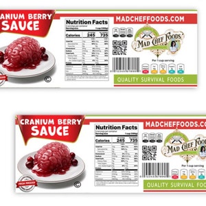 FUNNY CHRISTMAS Cranium Berry Sauce Can Labels Stocking Stuffer Joke Gag Gift - | Thanksgiving Cranberry Sauce Pun |