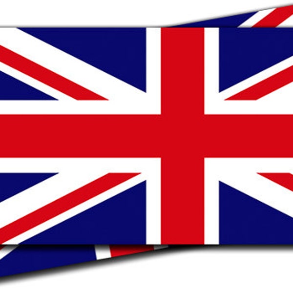 British Flag Stickers - 2 Pack 3" or  5" wide Adhesive Vinyl Flags of Great Britain