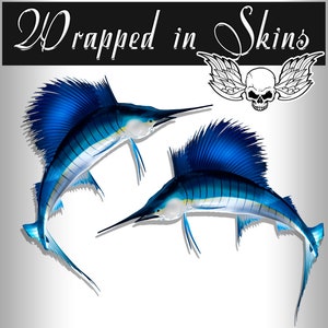 24" Sailfish RV Decals Boat Graphics Set van 2 gespiegelde Vinyl Graphics Boat RV Kies gelamineerd of ongelamineerd RV6-58