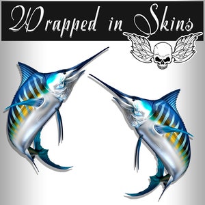 24" Striped Marlin RV Decals - Boat Graphics - Set van 2 gespiegelde Vinyl Graphics - Boat RV - Kies gelamineerde of ongelamineerde RV6